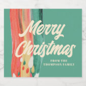 Abstrakt Modern frohe Weihnachten Personalisierter Schaumweinetikett (Einzelnes Label)