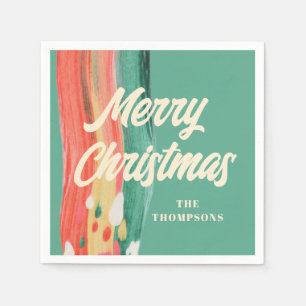 Abstrakt Modern frohe Weihnachten Personalisierter Serviette
