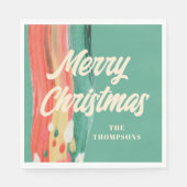 Abstrakt Modern frohe Weihnachten Personalisierter Serviette (Vorderseite)
