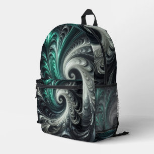 Abstrakt-modern, grün, silber und schwarz schwirbe bedruckter rucksack