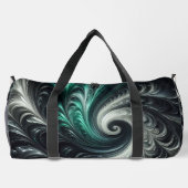 Abstrakt-modern, grün, silber und schwarz schwirbe duffle bag (Rückseite)