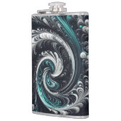 Abstrakt-modern, grün, silber und schwarz schwirbe flachmann (Links)