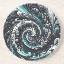 Abstrakt-modern, grün, silber und schwarz schwirbe getränkeuntersetzer