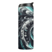 Abstrakt-modern, grün, silber und schwarz schwirbe thermosbecher (Nach links gedreht)