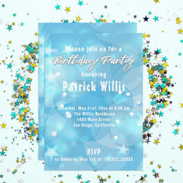 Abstrakt-Modern-Light-Blue-Geburtstagsparty Einladung