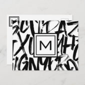 Abstrakt-Modern-Monogramm-Schwarz/Weiß Postkarte (Vorne/Hinten)