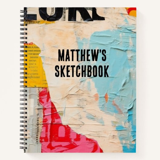 Abstrakt-Modern-Monogramm-Skizze - Ihr Name Notizblock (Vorderseite)