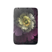 Abstrakt Modern Purpur Khaki Gray Fraktal Blume Badematte (Vorderseite Vertikal)