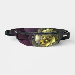 Abstrakt Modern Purpur Khaki Gray Fraktal Blume Bauchtasche