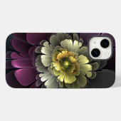 Abstrakt Modern Purpur Khaki Gray Fraktal Blume Case-Mate iPhone Hülle (Rückseite (Horizontal))