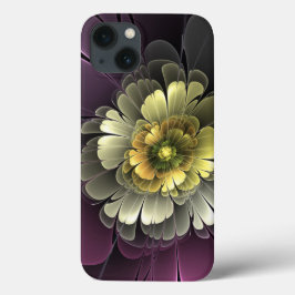 Abstrakt Modern Purpur Khaki Gray Fraktal Blume Case-Mate iPhone Hülle