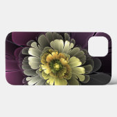 Abstrakt Modern Purpur Khaki Gray Fraktal Blume Case-Mate iPhone Hülle (Rückseite (Horizontal))