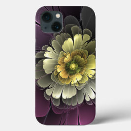 Abstrakt Modern Purpur Khaki Gray Fraktal Blume Case-Mate iPhone Hülle