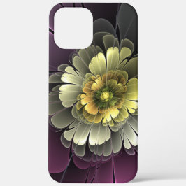 Abstrakt Modern Purpur Khaki Gray Fraktal Blume Case-Mate iPhone Hülle