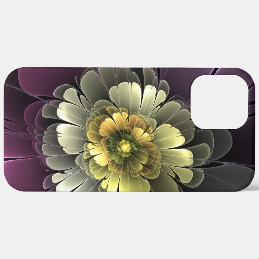 Abstrakt Modern Purpur Khaki Gray Fraktal Blume Case-Mate iPhone Hülle (Rückseite / Rechts)