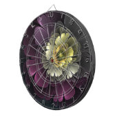 Abstrakt Modern Purpur Khaki Gray Fraktal Blume Dartscheibe (Vorderseite rechts)
