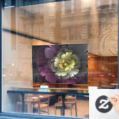 Abstrakt Modern Purpur Khaki Gray Fraktal Blume Fensteraufkleber (Café-Fenster)