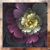 Abstrakt Modern Purpur Khaki Gray Fraktal Blume Fensteraufkleber (Blatt 2)