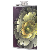 Abstrakt Modern Purpur Khaki Gray Fraktal Blume Flachmann (Links)