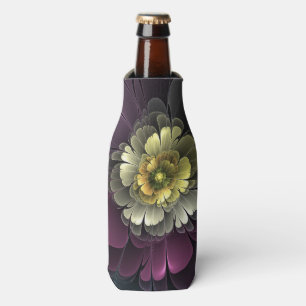 Abstrakt Modern Purpur Khaki Gray Fraktal Blume Flaschenkühler