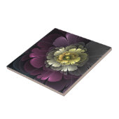 Abstrakt Modern Purpur Khaki Gray Fraktal Blume Fliese (Seite)