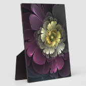 Abstrakt Modern Purpur Khaki Gray Fraktal Blume Fotoplatte (Seite)