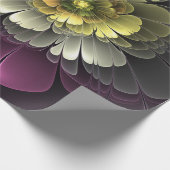 Abstrakt Modern Purpur Khaki Gray Fraktal Blume Geschenkpapier (Ecke)