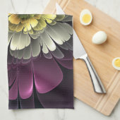 Abstrakt Modern Purpur Khaki Gray Fraktal Blume Geschirrtuch (Viertel Falte)