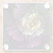 Abstrakt Modern Purpur Khaki Gray Fraktal Blume Glasuntersetzer (Rückseite)