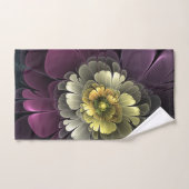Abstrakt Modern Purpur Khaki Gray Fraktal Blume Handtuch (Handtuch)