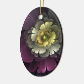 Abstrakt Modern Purpur Khaki Gray Fraktal Blume Keramik Ornament (Links)