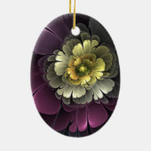 Abstrakt Modern Purpur Khaki Gray Fraktal Blume Keramik Ornament (Hinten)