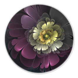 Abstrakt Modern Purpur Khaki Gray Fraktal Blume Keramikknauf