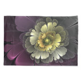 Abstrakt Modern Purpur Khaki Gray Fraktal Blume Kissenbezug (Rückseite)