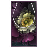 Abstrakt Modern Purpur Khaki Gray Fraktal Blume Kleine Geschenktüte (Rückseite)
