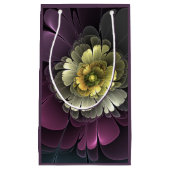 Abstrakt Modern Purpur Khaki Gray Fraktal Blume Kleine Geschenktüte (Vorderseite)