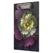 Abstrakt Modern Purpur Khaki Gray Fraktal Blume Klemmbrett (Links)