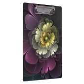 Abstrakt Modern Purpur Khaki Gray Fraktal Blume Klemmbrett (Rechts)