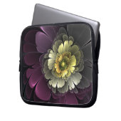 Abstrakt Modern Purpur Khaki Gray Fraktal Blume Laptopschutzhülle (Vorderseite Links)