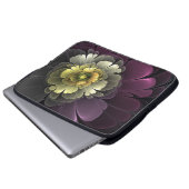 Abstrakt Modern Purpur Khaki Gray Fraktal Blume Laptopschutzhülle (Vorne Knopf)