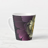Abstrakt Modern Purpur Khaki Gray Fraktal Blume Milchtasse (Linke Ecke)
