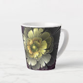 Abstrakt Modern Purpur Khaki Gray Fraktal Blume Milchtasse (Rechte Ecke)