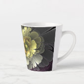 Abstrakt Modern Purpur Khaki Gray Fraktal Blume Milchtasse (Rechts)
