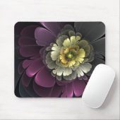 Abstrakt Modern Purpur Khaki Gray Fraktal Blume Mousepad (Mit Mouse)