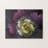 Abstrakt Modern Purpur Khaki Gray Fraktal Blume Puzzle (Horizontal)