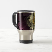 Abstrakt Modern Purpur Khaki Gray Fraktal Blume Reisebecher (Vorderseite Links)