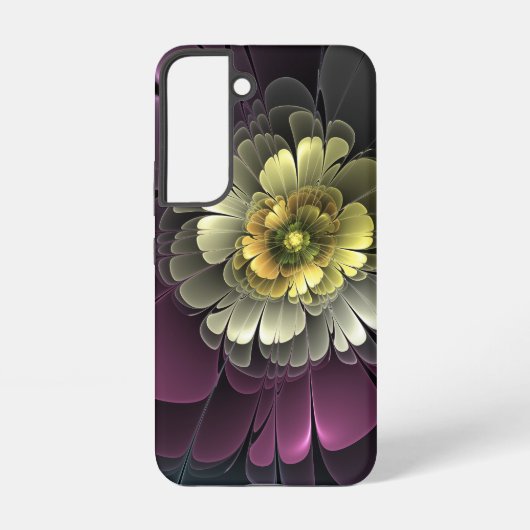 Abstrakt Modern Purpur Khaki Gray Fraktal Blume Samsung Galaxy Hülle (Rückseite)