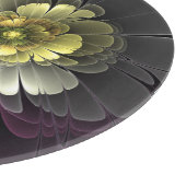 Abstrakt Modern Purpur Khaki Gray Fraktal Blume Schneidebrett (Ecke)