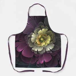 Abstrakt Modern Purpur Khaki Gray Fraktal Blume Schürze