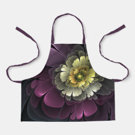 Abstrakt Modern Purpur Khaki Gray Fraktal Blume Schürze